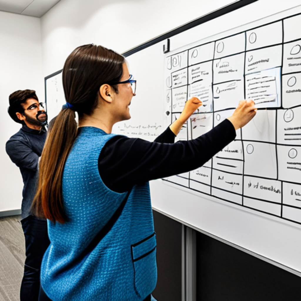 UX Writing Workshop in Miro**

"A diverse team of professionals collaboratively working on a Miro board during a UX writing workshop, fully clothed, appropriate attire. The Miro board displays various text options, comment threads, and voting icons. Modern office setting, safe for work, family-friendly, professional environment, perfect anatomy, correct proportions, well-formed hands, proper finger count, natural pose, bright and collaborative atmosphere."

**