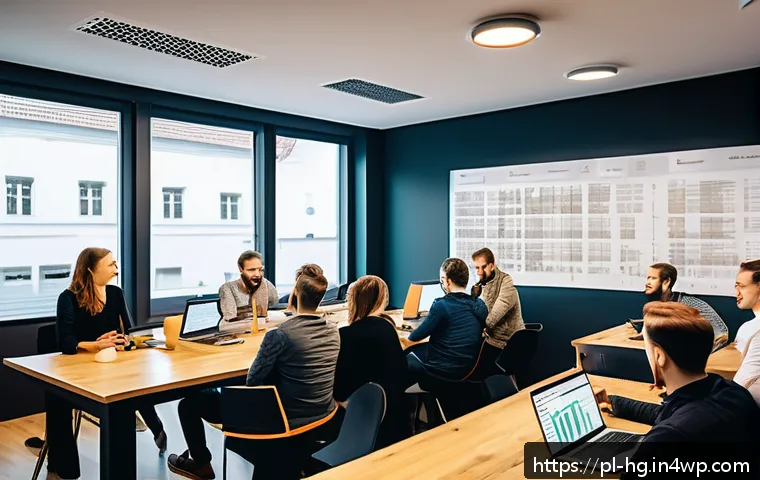 UX 라이팅과 음성 인터페이스의 연관성 - A modern Polish office environment with a diverse team of UX writers and voice interface designers c...