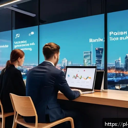 UX 라이팅과 다국어 지원 전략 - A modern digital workspace scene showing a diverse group of Polish users interacting with a sleek, u...