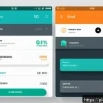 UX 라이팅에서의 색상과 디자인 요소의 역할 - A sleek digital user interface dashboard for a Polish financial app, featuring a calming color palet...