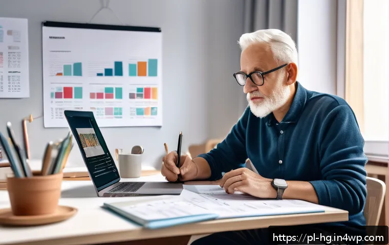 UX 라이팅을 위한 스크립트 작성 가이드 - A cozy modern workspace scene showing a UX writer at a desk with a laptop, surrounded by notes, user...